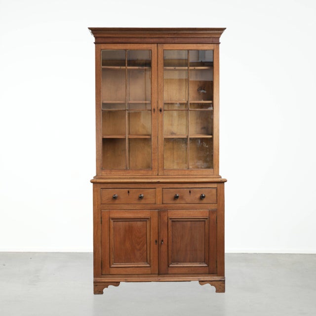 Antique 19th Century Oak Buffet Bookcase with Glass For Sale - Image 15 of 15