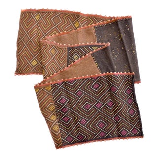 Early 20th Century Kuba Handwoven Embroidered Raffia Textile 132 x 23 Inch For Sale