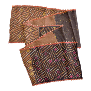 Early 20th Century Kuba Handwoven Embroidered Raffia Textile 132 x 23 Inch