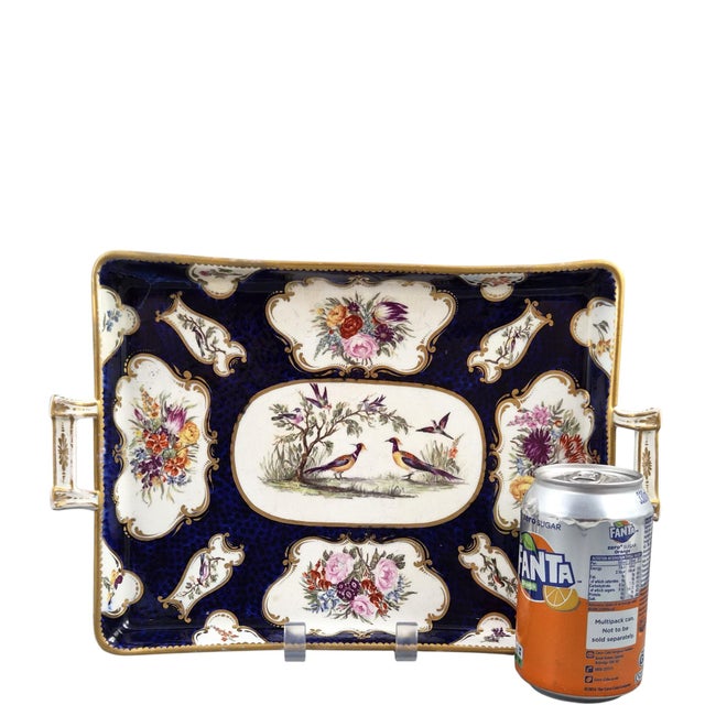 English Cobalt Blue Exotic Bird Tray, 1800s For Sale - Image 12 of 13
