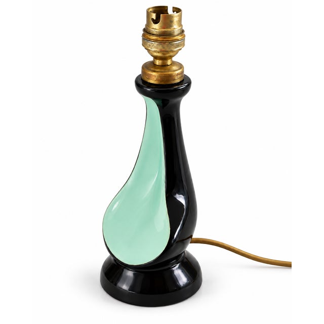 Modern ceramic table lamp, dating to approximately the 1960s and bearing the impressed “Made in France” mark and model...