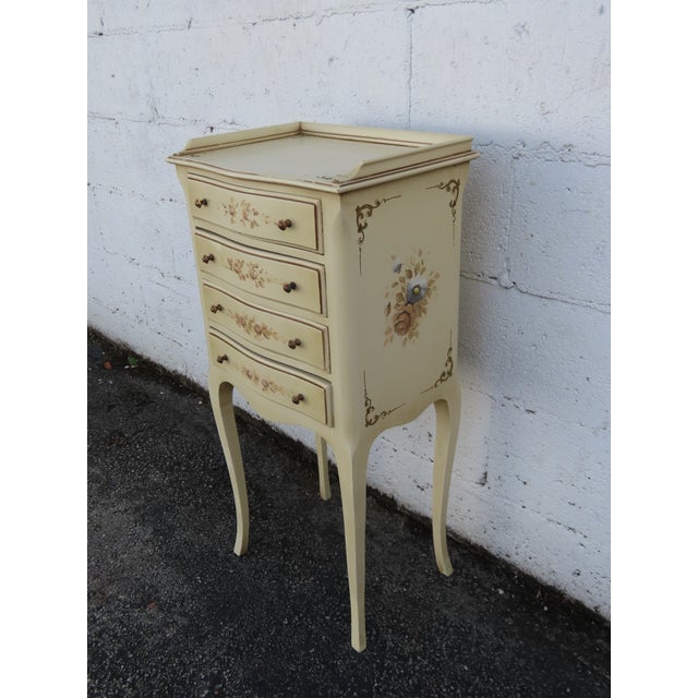 Shabby Chic French Shabby Chic Painted Tall Narrow Nightstand Side End Table 6327 For Sale - Image 3 of 15