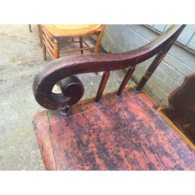 19th Century Antique 19th Century Early American Primitive Folk Art Style Hand Painted Bench For Sale - Image 5 of 15