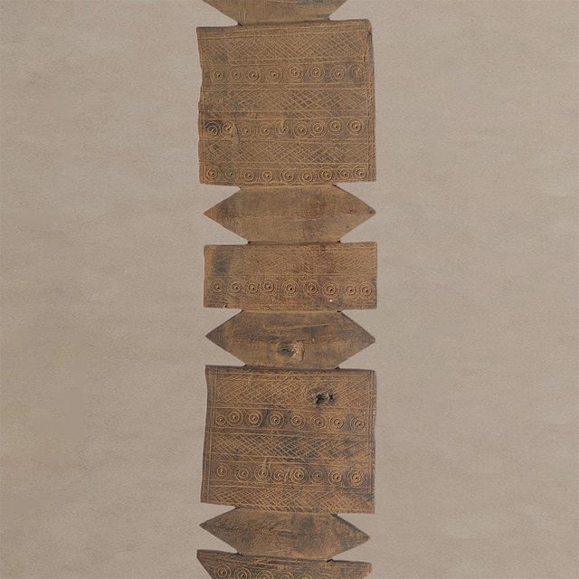 Rustic Vintage Berber Hand-Carved Wooden Tent Peg Wall Sculpture For Sale - Image 3 of 7