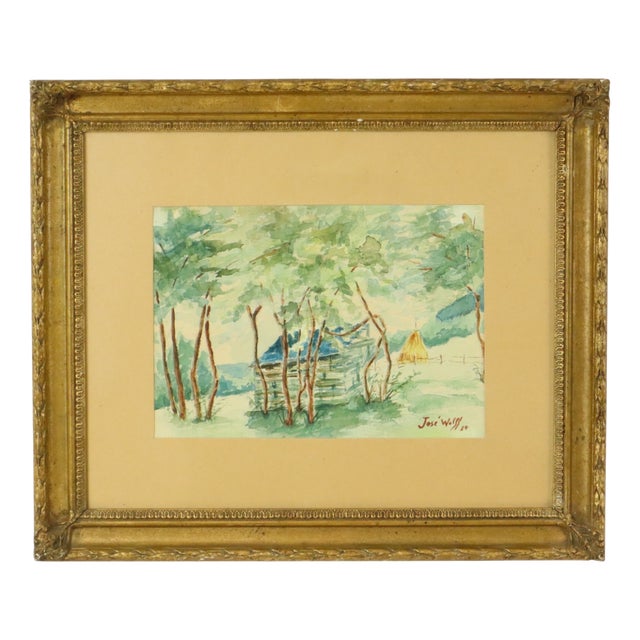 José Wolff, Landscape, Watercolor, 1924, Framed For Sale