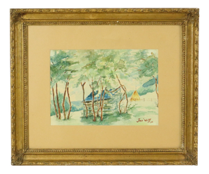José Wolff, Landscape, Watercolor, 1924, Framed