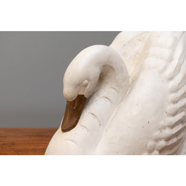 1950s Art Deco Swan Sculpture in Paint & Plaster, 1950s For Sale - Image 5 of 10