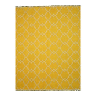 8x10 Xena Timeless Yellow Geometric Trellis Modern Hand Knotted Wool Carpet Rug For Sale