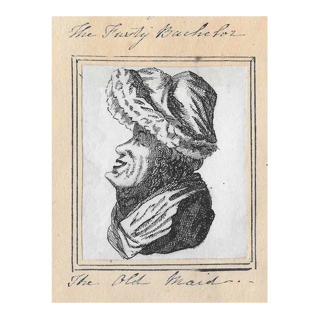 Antique Double Portrait Frosty Bachelor / Old Maid For Sale