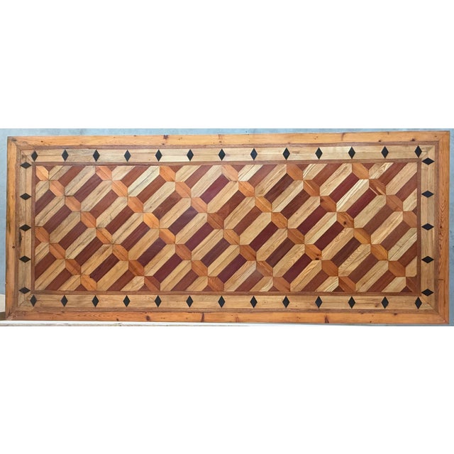 Beige Early 20th Century Country French Provincial Style Oak Farmhouse Dining Table with Marquetry Top For Sale - Image 8 of 18