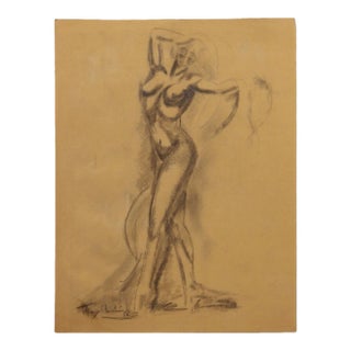 Thierry Andre Dancing Figurative Study of a Nude Woman Graphite For Sale