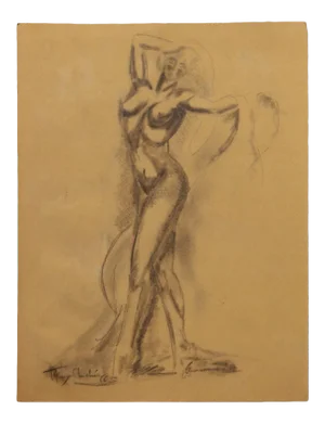 Thierry Andre Dancing Figurative Study of a Nude Woman Graphite