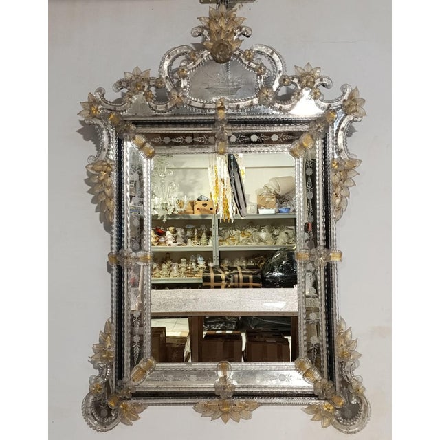 Antique Murano Glass Mirror, 1950s For Sale - Image 11 of 11