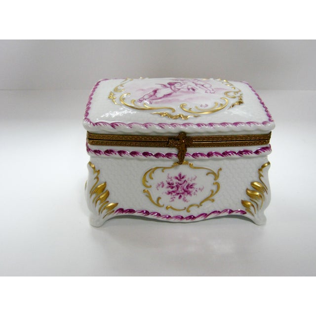 French Limoges Hand Painted Cherubs Large Jewelry Box Chairish