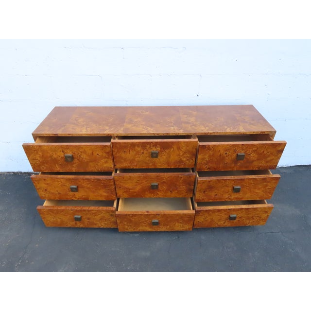 Wood Milo Baughman by Founder Mid Century Hollywood Regency Burlwood Dresser 6625 For Sale - Image 7 of 18