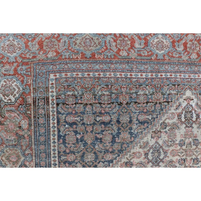Antique Persian Fine Senneh Rug With Medallion and Tribal Geometric Design 4'7 X 6'5 For Sale - Image 4 of 14