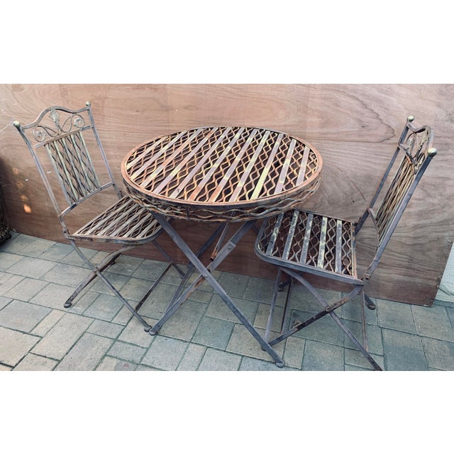 Italian Mid Century Folding Bistro Set 3 Pieces Chairish