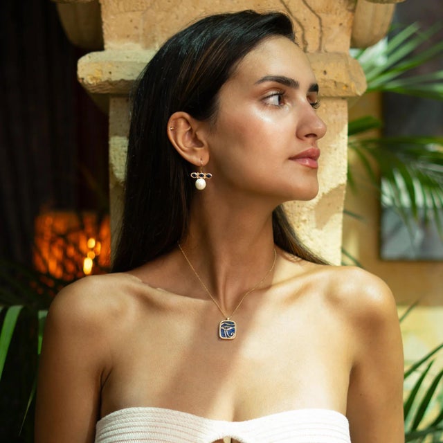 Royal Sapphire Pearl Drop Earrings, A Pair For Sale - Image 4 of 7