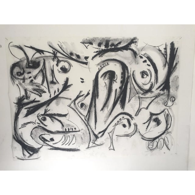 "Deja Vu" Over-Sized Original Black & White Abstract Drawing For Sale - Image 4 of 4