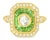 Art Deco 14K Yellow Gold White Sapphire Tsavorite Diamond Mosaic Ring Art Deco Estate For Sale - Image 3 of 3