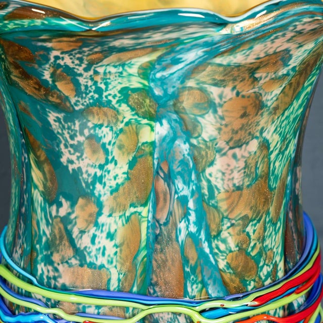 Vintage Italian Hand Blown Millefiori Glass Vase, Murano, 1990s For Sale - Image 10 of 18