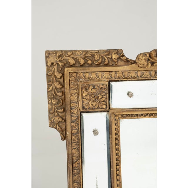 20th Century French giltwood framed etched mirror.