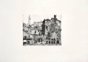 Verona - Original Black and White Etching - 1970s 1970s