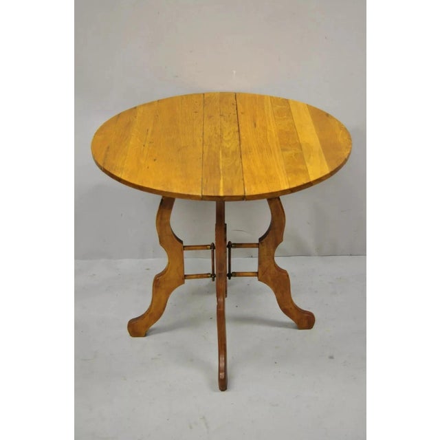 Antique Eastlake Victorian Folding Dropleaf Napkin Card Game Oak Dining Table For Sale - Image 12 of 12