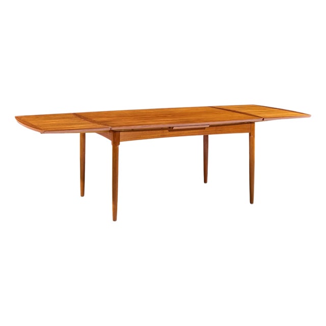 Kurt Østervig Style Mid Century Danish Teak Hidden Leaf Dining Table For Sale