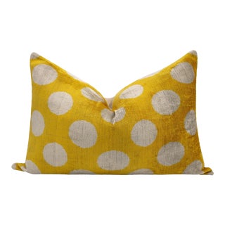 Handmade Yellow Polka Dot Throw Pillow For Sale