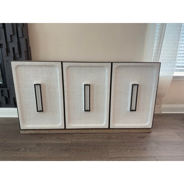 Uttermost/Revelation White Linen 3-Door Cabinet For Sale In Dallas - Image 6 of 12