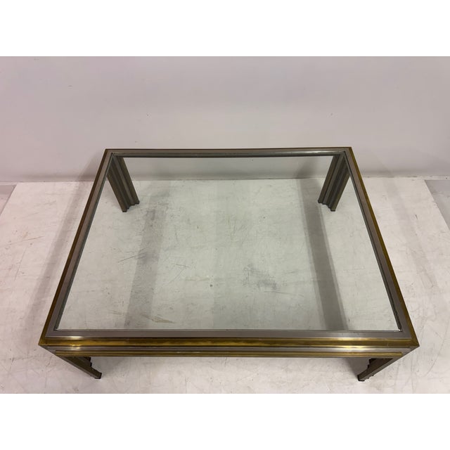 Vintage French Steel and Brass Coffee Table, 1970s For Sale - Image 9 of 13
