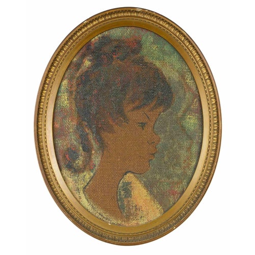 Oval Portrait, Mid-20th Century, Oil Paintingon Canvas, Framed For Sale