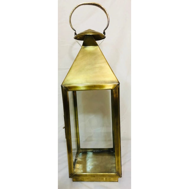Brass Lantern or Candleholder for Garden or Indoor, a Pair For Sale - Image 4 of 13
