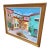 1980s Francis Downs Original Oil Painting of Colorful Mediterranean-Style Courtyard, Framed, 54” For Sale