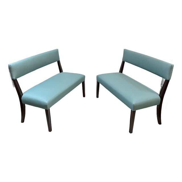 Roberto Barahona Custom Performance Fabric Benches, Pair For Sale