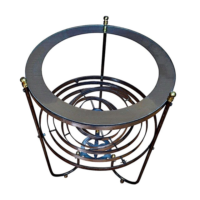Mid 20th Century French Astrolabe-Inspired Iron and Glass Accent Table For Sale - Image 5 of 6