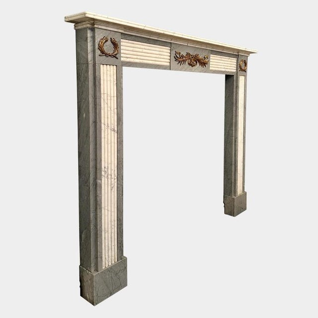 Vintage English Regency Style Marble Fireplace Mantel, 1920 For Sale - Image 4 of 8
