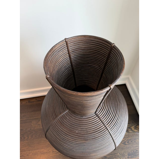 Wooden Woven Floor Vase — Sculptural Organic Modern Accent, Textural Statement Piece For Sale - Image 4 of 6