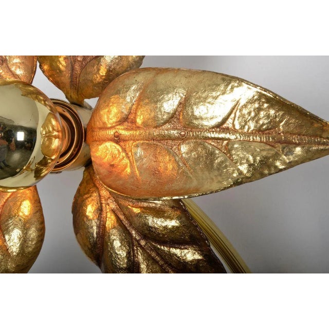 Gold Willy Daro Style Brass Double Flower Sconce from Massive Lighting, 1970s For Sale - Image 8 of 10