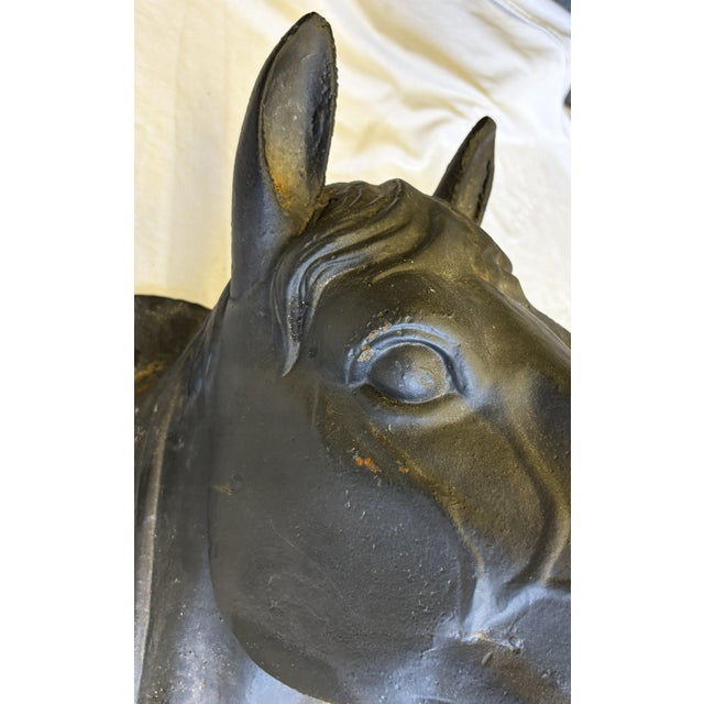 Antique French Life Size Heavy Cast Iron Horse Head Wall Mount Plaque Indoor/ Outdoor For Sale - Image 10 of 18