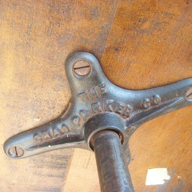 19th Century Adjustable Cast Iron Piano Stool W/ Oak Seat by Charles Parker Co. For Sale - Image 9 of 9