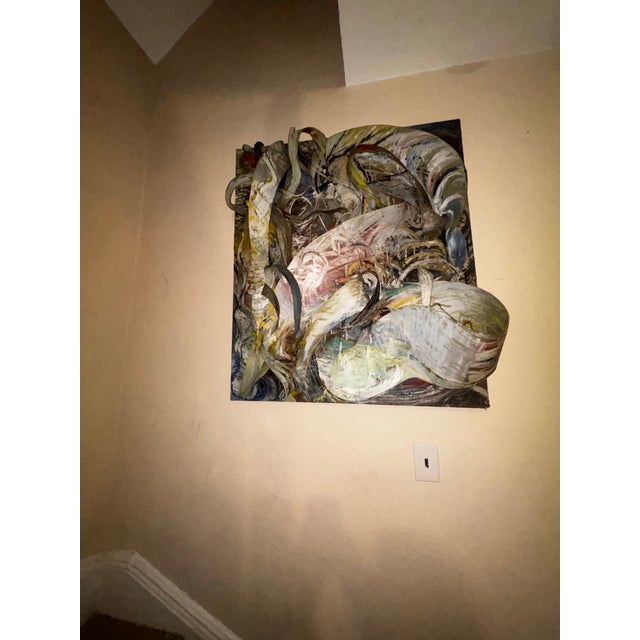 For sale is a stunning, authentic 1984 large-scale abstract expressionist multi-dimensional collage wall sculpture by the...