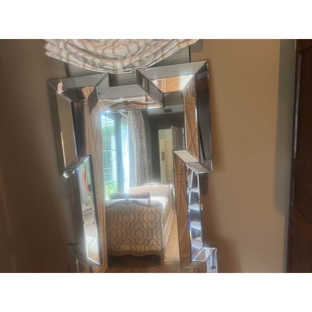 Contemporary Large Bevelled Floor Mirror For Sale - Image 3 of 8