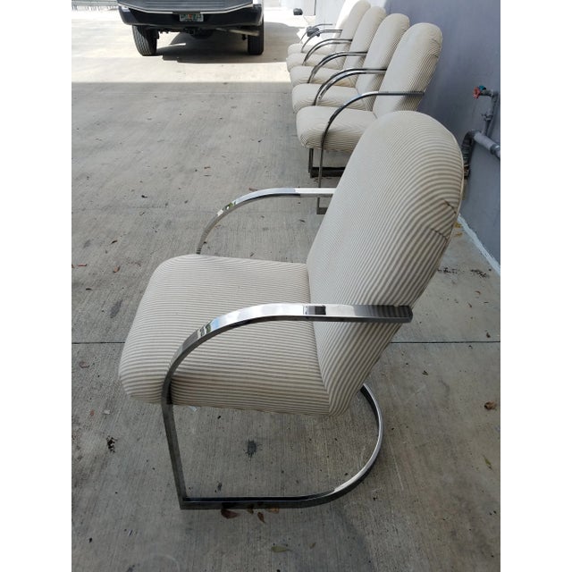 Metal 70's Cathedral Back Chromed Steel Flatbar Dining Chairs - set of 6 For Sale - Image 7 of 13