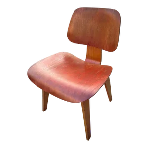 1950s Charles + Ray Eames for Herman Miller Red Aniline Dyed Dcw Chair