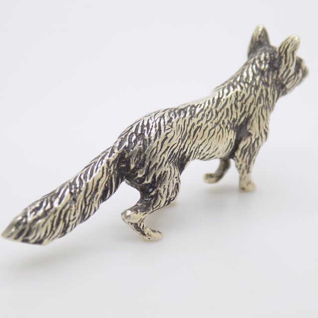 Silver Vintage Italian Handmade Genuine Silver Hunting Fox Figurine Miniature Sculpture For Sale - Image 8 of 11