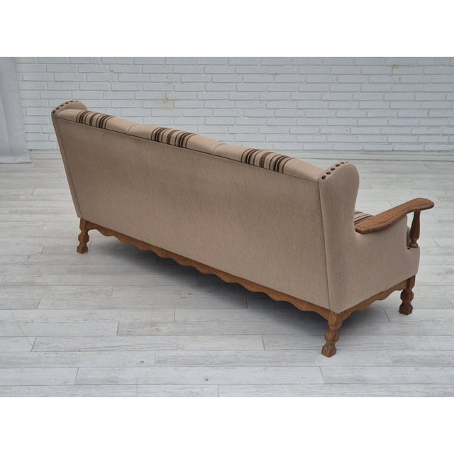Danish 3-Seater Sofa in Furniture Wool Fabric & Oak Wood, 1970s For Sale - Image 12 of 18