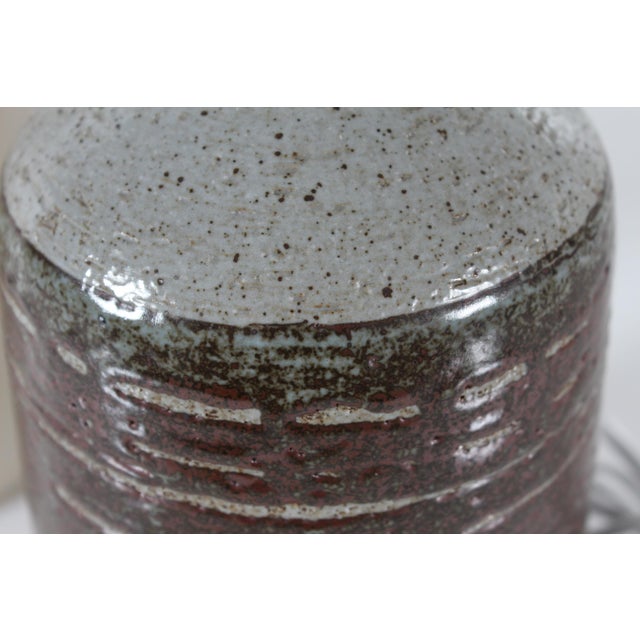 Large Mid-Century Danish Ceramics Table Lamp with Brown Glaze and New Shade by Per Linnemann-Schmidt for Palshus, 1960s For Sale - Image 11 of 15