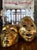 Pair of brass masks, Venetian style. Each measures around 7” tall and around 5” wide. Beautiful vintage condition, sold as...